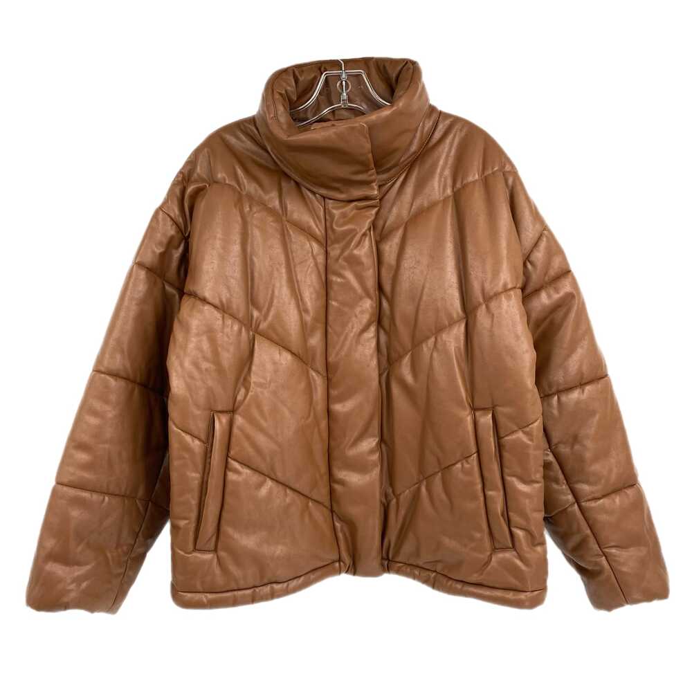 Wilfred Brown Duvet Faux Leather Puffer Jacket | Size M